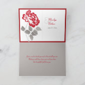 Red Peony on White with Taupe Thank You Card (Inside)