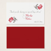 Red Peony on White with Taupe Wedding Favor Tag (Front & Back)