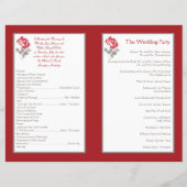 Red Peony on White with Taupe Wedding Program (Back)