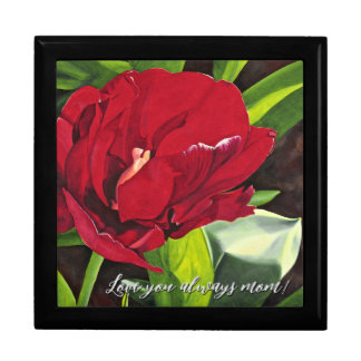 Red Peony Painting, Mom, Wooden Gift Box