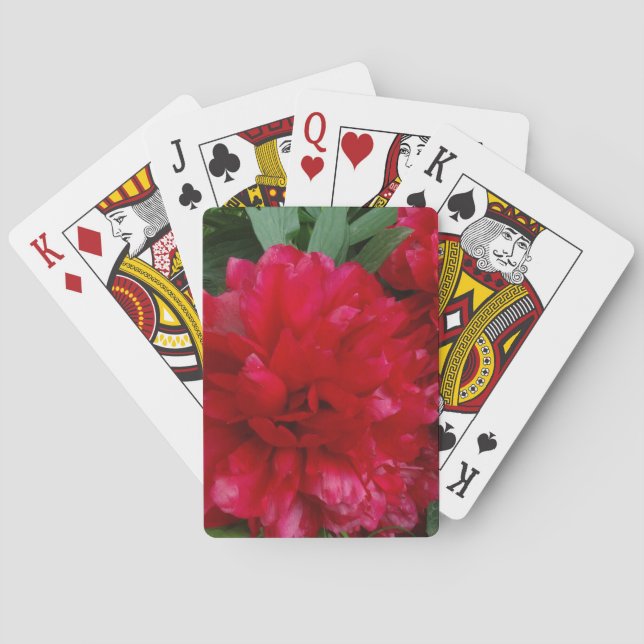 Red Peony Photo Classic Playing Cards (Back)