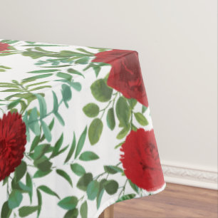 Red Peony Rose Floral Wedding Tablecloth