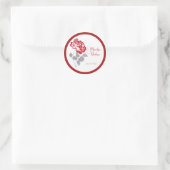 Red Peony with Taupe and White1.5" Round Sticker (Bag)