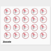 Red Peony with Taupe and White1.5" Round Sticker (Sheet)