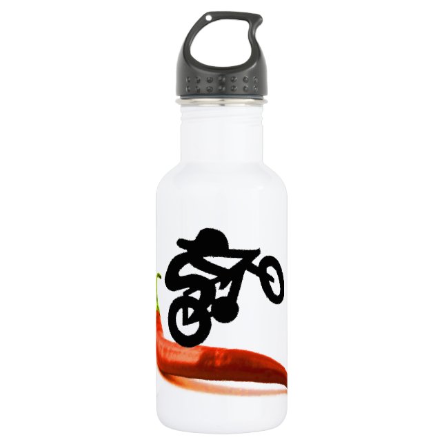Red Pepper Bike Rider Stainless Steel Water Bottle (Front)