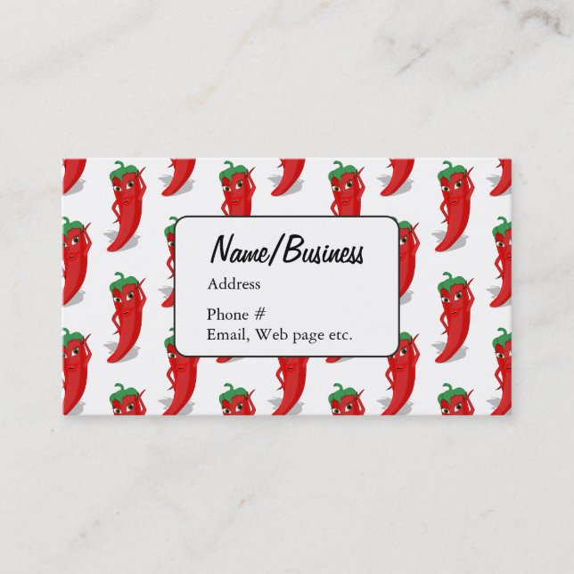 Red Pepper Cartoon Pattern Business Card (Front)