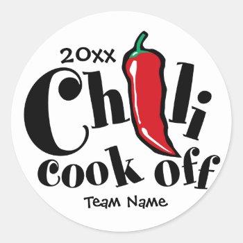 Red Pepper Chili Cook Off Contest Classic Round Sticker by labellarue at Zazzle