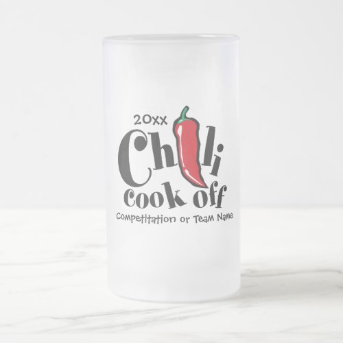 Red Pepper Chili Cook Off Contest Frosted Glass Beer Mug