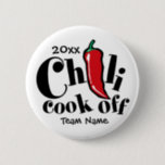 Red Pepper Chili Cook Off Contest Pinback Button<br><div class="desc">It's the Annual Chili Cook Off and this is perfect for your team. Customize the text to add the year and your team name (or competition name or Chili Champ!) This design is on many other products perfect for the yearly event!</div>