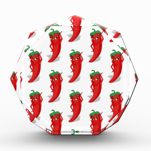 Red Pepper Diva Cartoon Pattern Acrylic Award