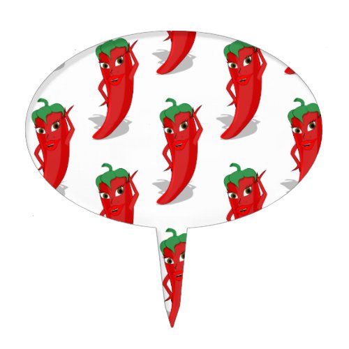Red Pepper Diva Cartoon Pattern Cake Topper