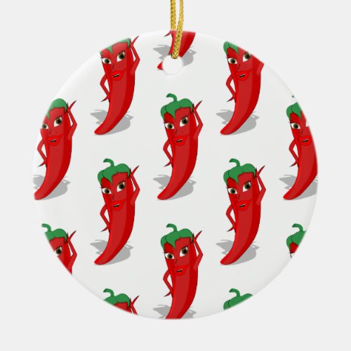 Red Pepper Diva Cartoon Pattern Ceramic Ornament