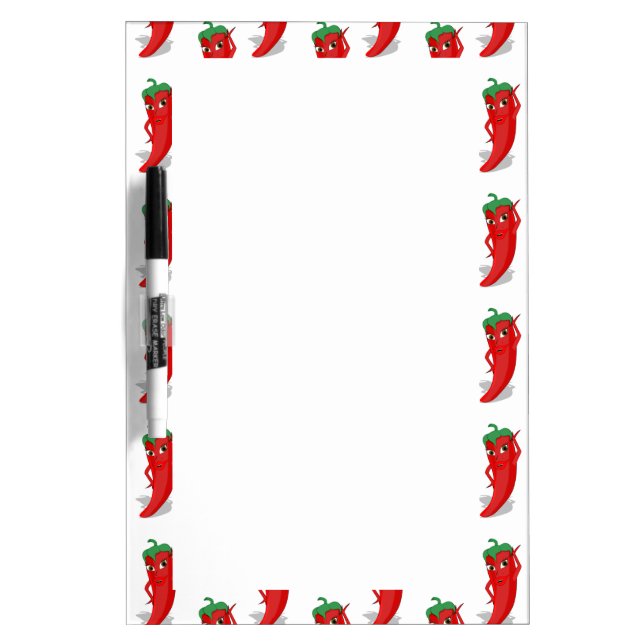 Red Pepper Diva Cartoon Pattern Dry Erase Board (Front)