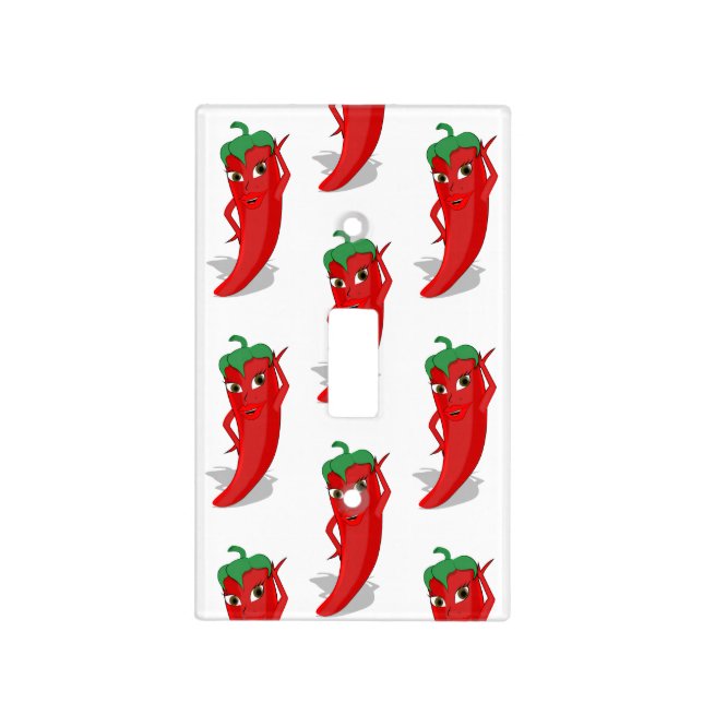 Red Pepper Diva Cartoon Pattern Light Switch Cover (Front)