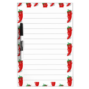 Red Pepper Diva Cartoon Pattern Lined Dry Erase Board