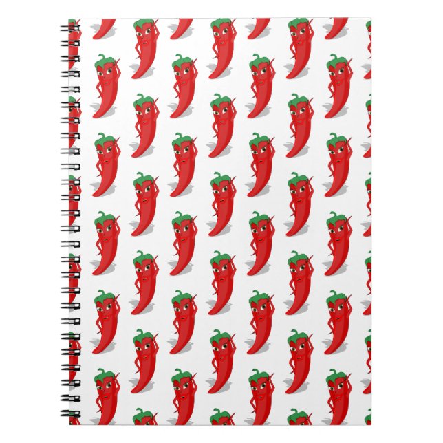 Red Pepper Diva Cartoon Pattern Notebook (Front)