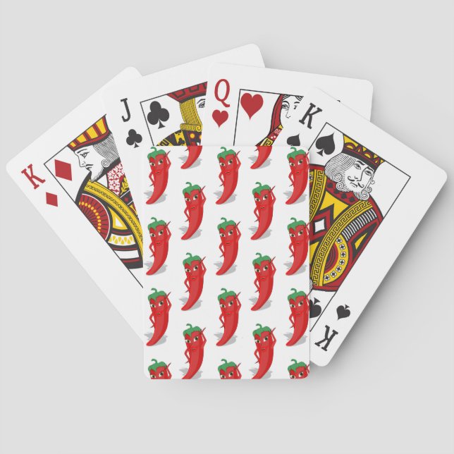 Red Pepper Diva Cartoon Pattern Poker Cards (Back)