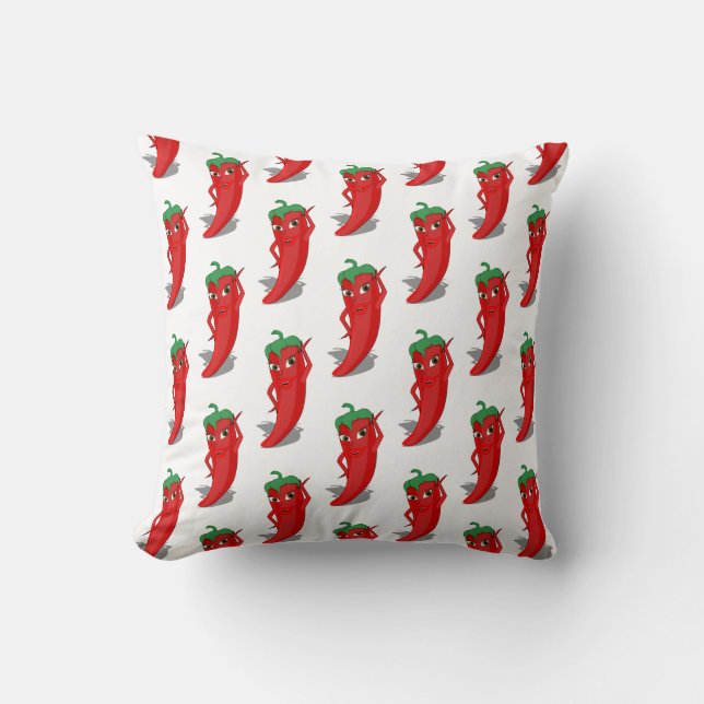Red Pepper Diva Cartoon Pattern Throw Pillow (Front)