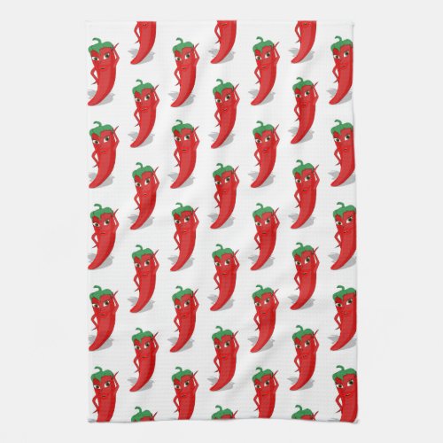 Red Pepper Diva Cartoon Vertical Pattern Kitchen Towel