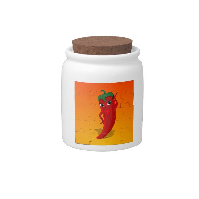 Red Pepper Diva Jigsaw Puzzle Candy Jar (Front)