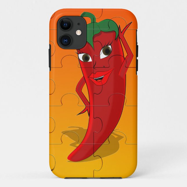 Red Pepper Diva Jigsaw Puzzle Case-Mate iPhone Case (Back)