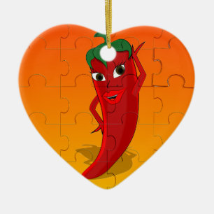 Red Pepper Diva Jigsaw Puzzle Ceramic Ornament
