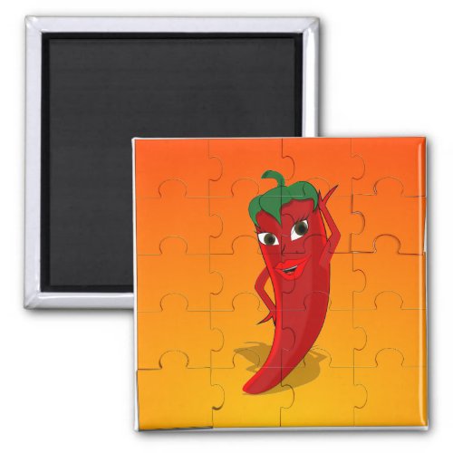 Red Pepper Diva Jigsaw Puzzle Magnet