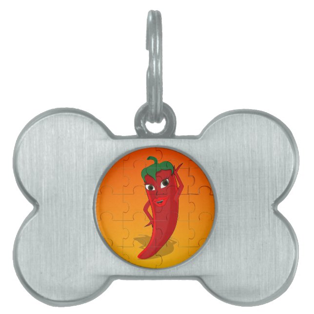 Red Pepper Diva Jigsaw Puzzle Pet ID Tag (Front)