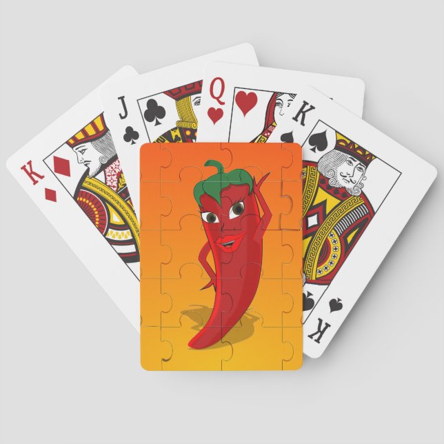 Red Pepper Diva Jigsaw Puzzle Poker Cards (Back)