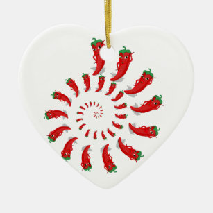 Red Pepper Diva Spiral Ceramic Ornament