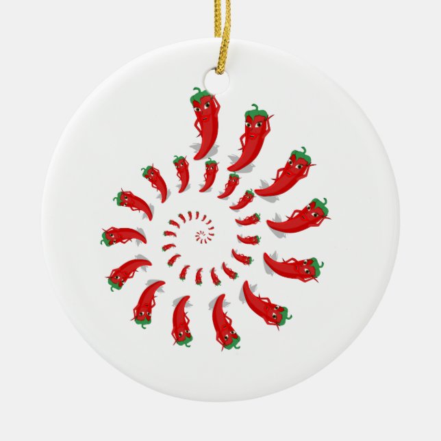 Red Pepper Diva Spiral Ceramic Ornament (Front)