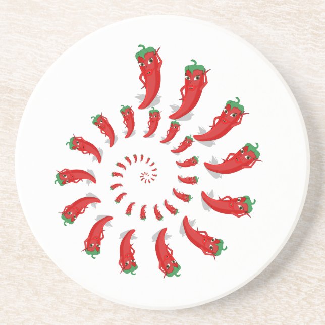 Red Pepper Diva Spiral Drink Coaster (Front)