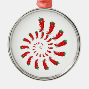 Red Pepper Diva Spiral Metal Ornament