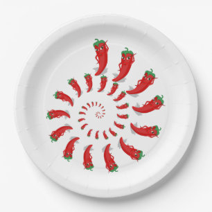 Red Pepper Diva Spiral Paper Plates