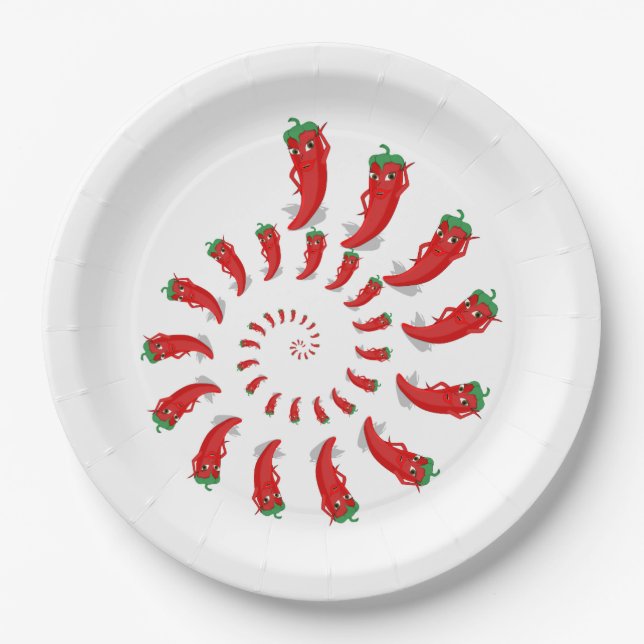 Red Pepper Diva Spiral Paper Plates (Front)