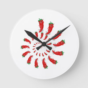 Red Pepper Diva Spiral Round Clock