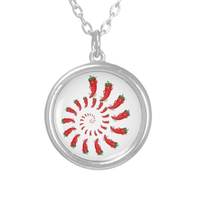 Red Pepper Diva Spiral Silver Plated Necklace (Front)