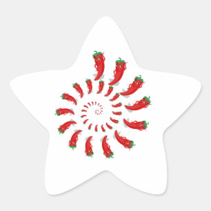 Red Pepper Diva Spiral Star Sticker