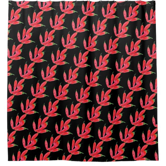 Red Pepper Habanero Chili Pimiento  Shower Curtain (Front)