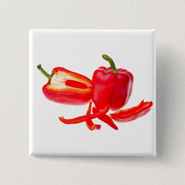 Red pepper pinback button (Front)