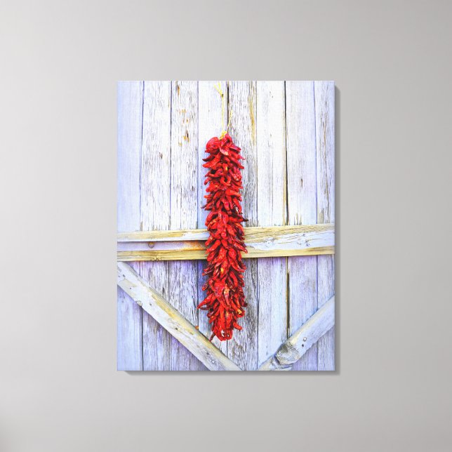 Red Pepper Rista on Purple Door in New Mexico Canvas Print (Front)