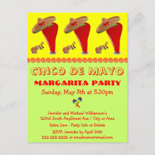 Red Pepper Sombrero Margarita Cinco De Mayo Party Invitation
