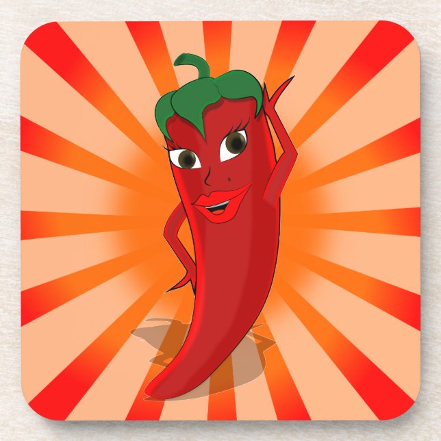 Red Pepper Superstar Beverage Coaster (Front)