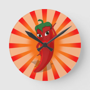 Red Pepper Superstar Round Clock