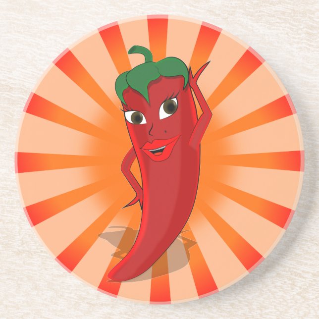 Red Pepper Superstar Sandstone Coaster (Front)