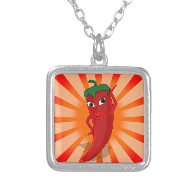 Red Pepper Superstar Silver Plated Necklace (Front)