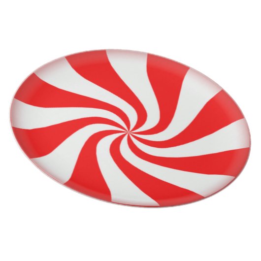 Red Peppermint Candy Melamine Plate (Right Side)