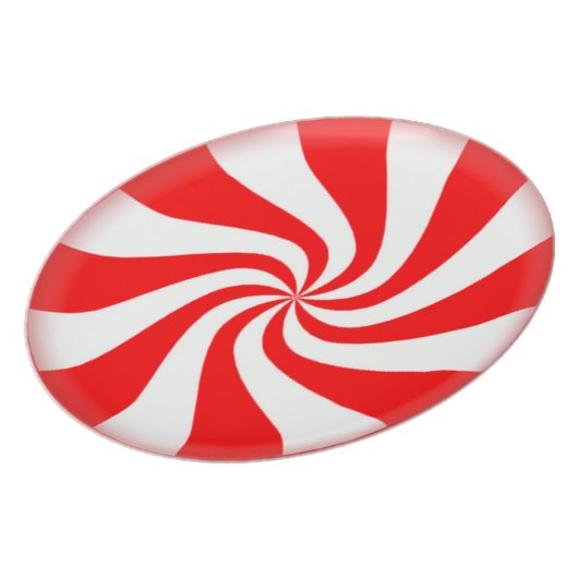 Red Peppermint Candy Melamine Plate (Left Side)