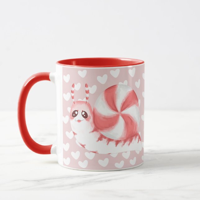Red Peppermint Snail Mug (Left)