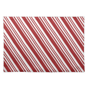 Red Peppermint Stripe Cloth Placemat